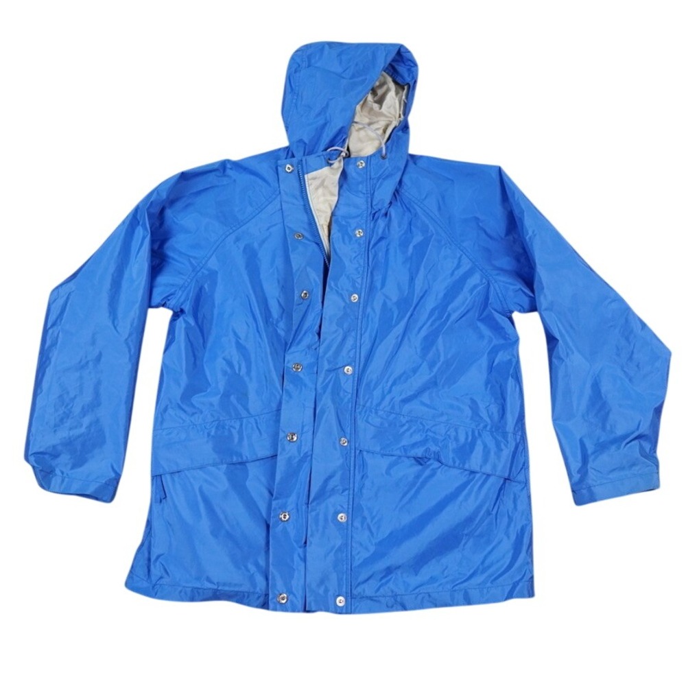 VTG LL Bean Gore-Tex Rain Jacket Women Medium Blue Regular Outdoor Hiking Hooded